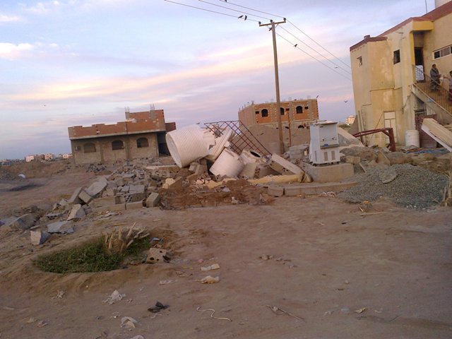 صورة لمنزل الجهوري بعد تدميره